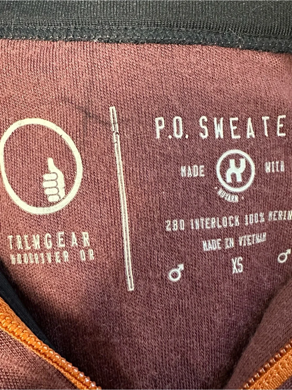 Trew gear merino wool pull over sweater quarter zip 280 interlock merino XS